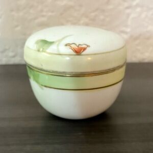 Antique Nippon Porcelain Trinket Box Hand-Painted Floral Dresser Box